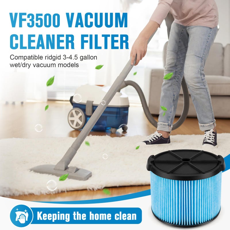 KAKO VF3500 Filter for Ridgid Shop Vac Filter, VF3500 Replacement Filter for Rigid 4 Gallon Shop Vac Filter, 3-Layer Wet/Dry 3-4.5 Gallon Vacuum Dust Filter for Wd4070, Wd3050, WD4080, WD4522 (2 Pack) - Image 2